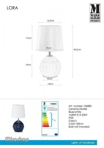 Настільна лампа Markslojd 106883 LORA (94499)