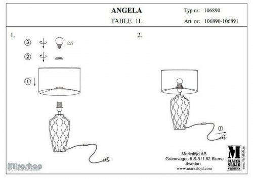 Настільна лампа Markslojd 106890 ANGELA (94504)