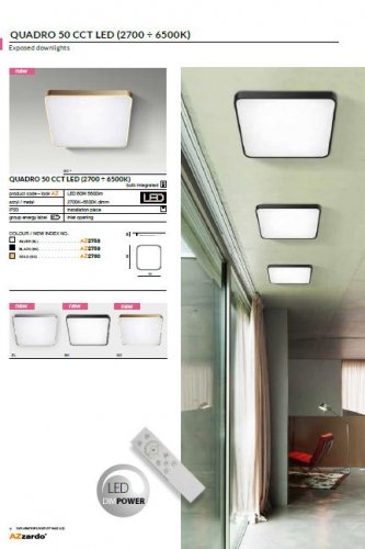 Стельовий світильник Azzardo AZ2758 Quadro 50 LED CCT (silver)