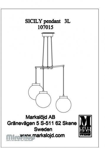 Підвісний світильник Markslojd 107015 SICILY (97007) 
