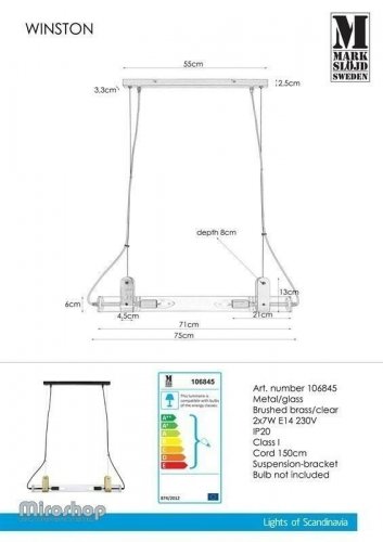 Подвесной светильник Markslojd 106845 WINSTON (94463)