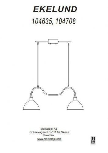 Светильник подвесной Markslojd 104635 EKELUND (64281)