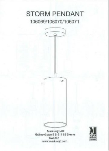 Светильник подвесной Markslojd 106071 STORM (88312)