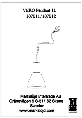 Підвісний світильник Markslojd 107512 VERO