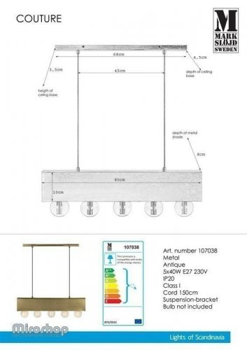 Подвесной  светильник  Markslojd  107038  COUTURE  (97027)