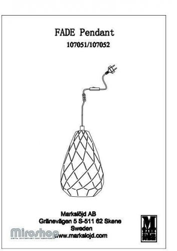 Подвесной светильник Markslojd 107052 FADE (97010)
