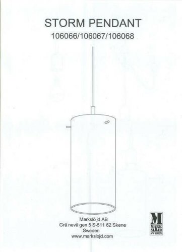 Светильник подвесной Markslojd 106067 STORM (88308)