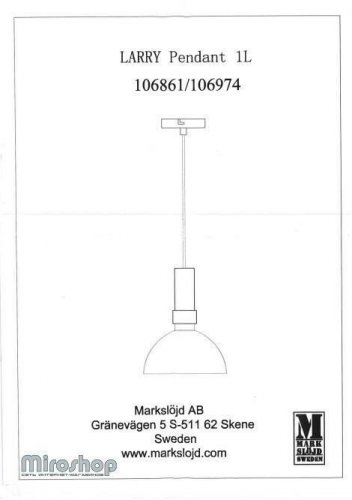 Подвесной светильник Markslojd 106974 LARRY (96964)
